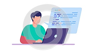 Developer Coding on Laptop for Software Project, vector design Generative AI