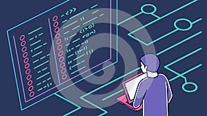 Developer Coding Program: Digital Workflow & Technology, vector design Generative AI