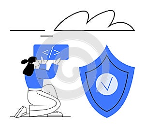 Developer Coding Secure Software with Cloud Shield Protection