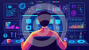 Developer coding software engineering data analysis dashboard programming interface technology