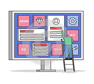 Developer coding use programming languages to develop website. Web design and development concept