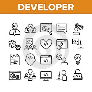 Developer Collection Elements Icons Set Vector