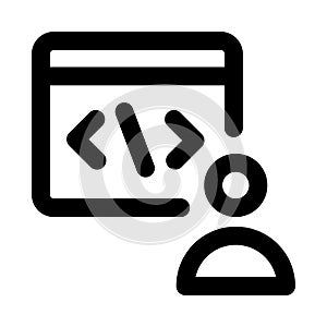 Developer Professional Line Icon. Modern minimal vector illustration representing software engineering, coding workflow, and