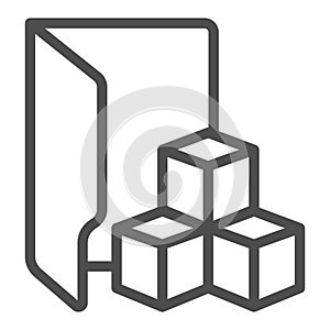 Developer program folder line icon, neural network concept. Vector graphics. Database storage, data training sign on