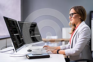 Developer Programmer Woman Coding Software