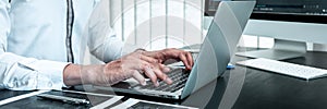 Developer programmer working on coding program software computer in office, Writing website and development database technology