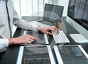 Developer programmer working on coding program software computer in office, Writing website and development database technology