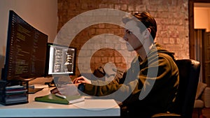 IT developer programming code for mining at home