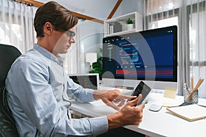 IT developer selecting by point on coding online software. Pecuniary.