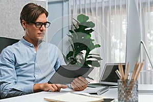 IT developer selecting by point on coding online software. Pecuniary.