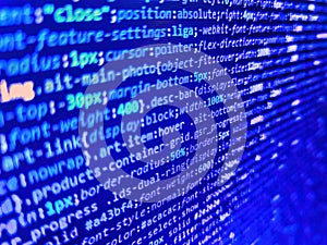 Developer software programming code. Screenshot with random parts of program code. Close up of random computer code comprised of