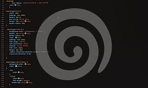 Developer software source code on monitor screen. writing script of software developer. program coding. programmer editing code