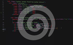 Developer software source code on monitor screen. writing script of software developer. program coding. programmer editing code
