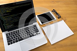 Developer Team Working Laptop Computer Mobile Application Softw