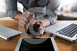 Developer Team Working Laptop Computer Mobile Application Softw