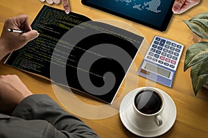 Developer Team Working Laptop Computer Mobile Application Softw