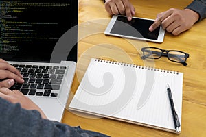 Developer Team Working Laptop Computer Mobile Application Softw