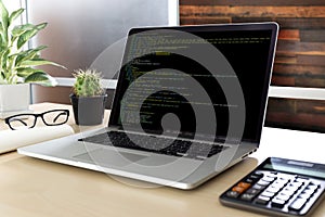 Developer Team Working Laptop Computer Mobile Application Softwareand Web Design Online Technology Content script to display