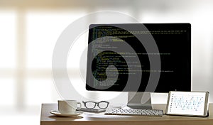 Developer Team Working Laptop Computer Mobile Application Softwareand Web Design Online Technology Content script to display