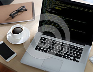 Developer Team Working Laptop Computer Mobile Application Softwareand Web Design Online Technology Content script to display