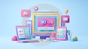 Developer testing website responsiveness on multiple, Website development.