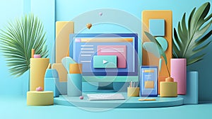 Developer testing website responsiveness on multiple, Website development.