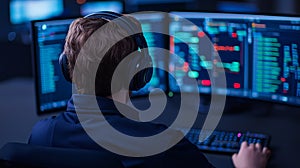 Developer Working on Blockchain Application Code