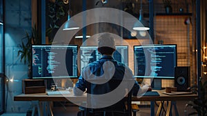 Developer at Workstation Coding. AI generated
