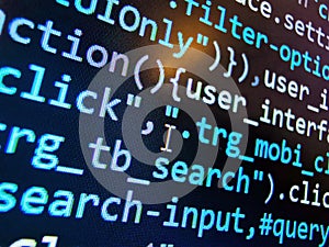 Developer working on program codes in office. WWW software development. Information technology website coding standards for web