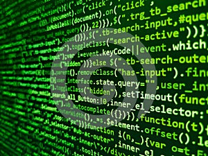 Developer working on program codes. Programing workflow abstract algorithm concept. Developer working on program codes in office.
