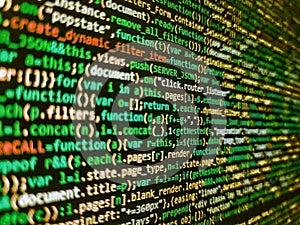 Developer working on software codes in office. Programming code abstract technology background of software developer and Computer
