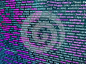 Developer working on source codes on computer at office. Programming code screen of software developer. Developing programming