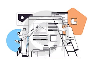 developers couple creating website ui interface web application development program software optimization