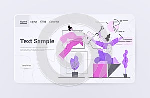 developers couple creating website ui interface web application development program software optimization