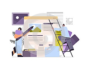 developers couple creating website ui interface web application development program software optimization