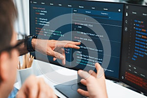 IT developers creating online software development information. Sellable.