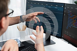 IT developers creating online software development information. Sellable.