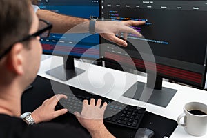 IT developers creating online software development information. Sellable.