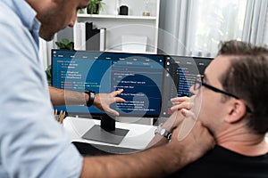 IT developers creating online software development information. Sellable.