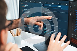 IT developers creating online software development information. Sellable.