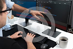 IT developers creating online software development information. Sellable.