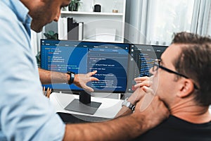 IT developers creating online software development information. Sellable.