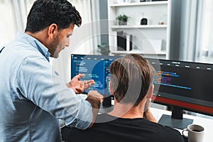 IT developers creating online software development information. Sellable.