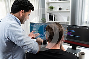 IT developers creating online software development information. Sellable.