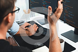 IT developers creating online software development information. Sellable.