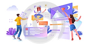 developers team creating website ui interface web application development program software optimization