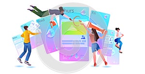 developers team creating website ui interface web application development program software optimization