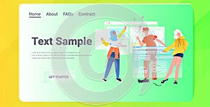 developers team creating website ui interface web application development program software optimization