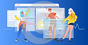 developers team creating website ui interface web application development program software optimization