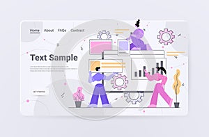 developers team creating website ui web application development program software optimization concept